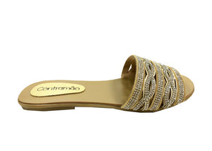 Slide Flat Sandal Golden Contramao