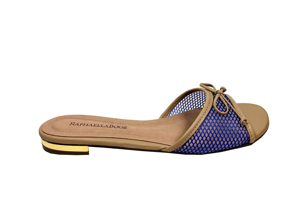 Slide Sandal Blue Grille Leather Raphaella Booz