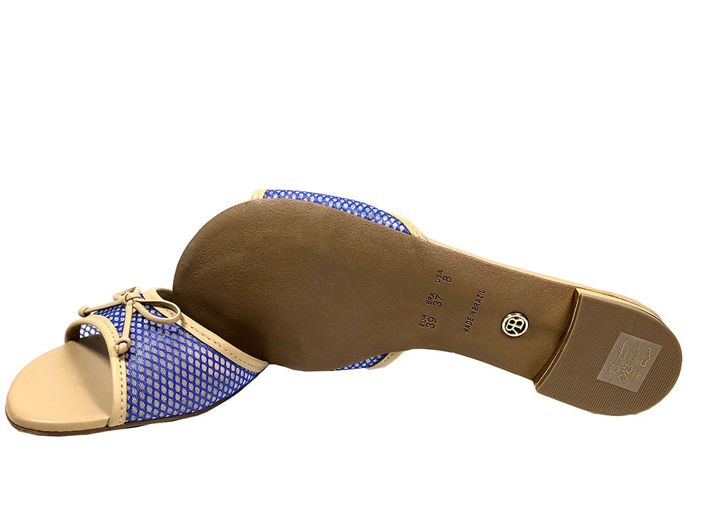 Slide Sandal Blue Grille Leather Raphaella Booz