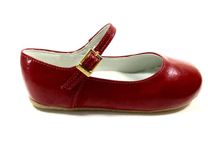 Little Girls Red Leather Toddler Shoe Contramao
